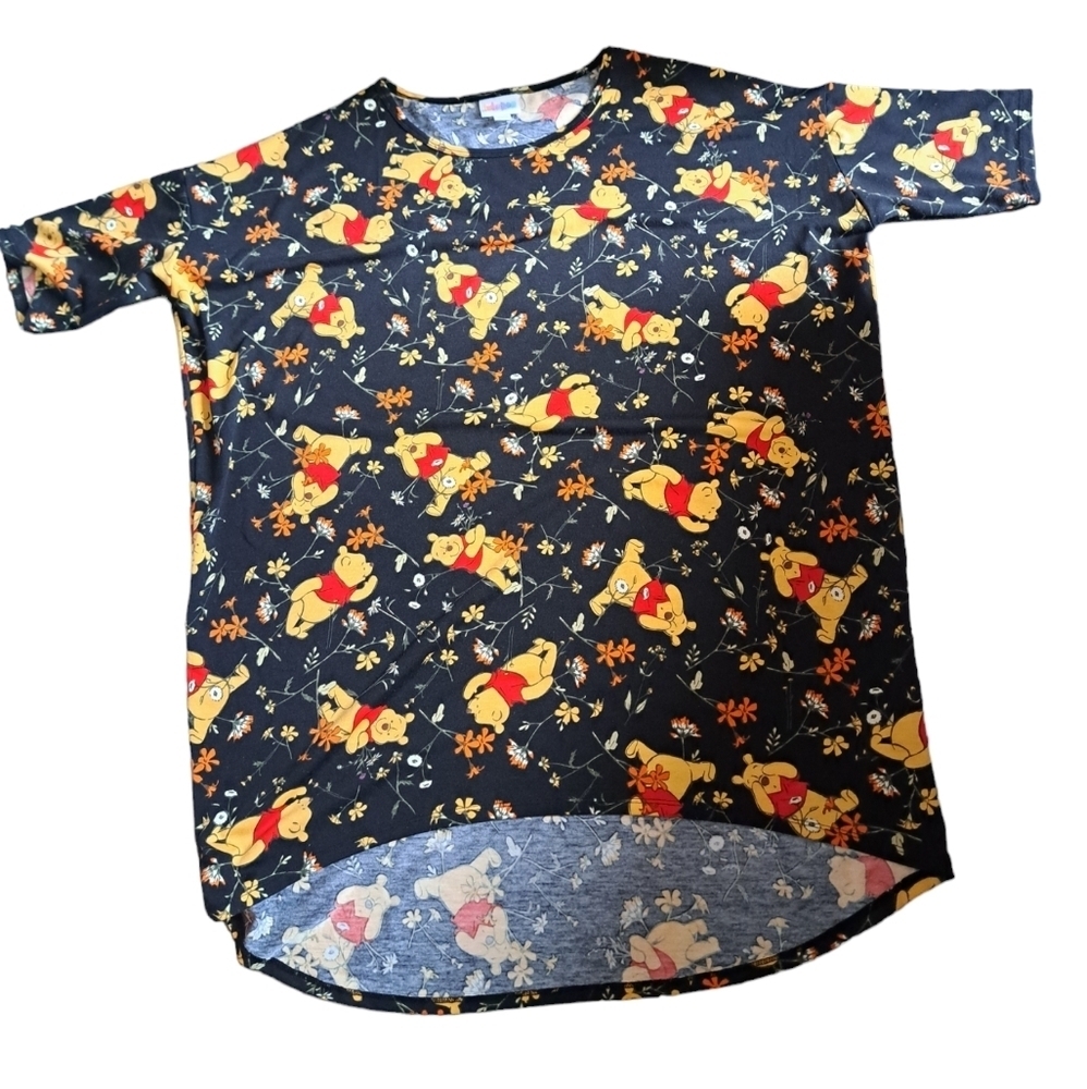 DISNEY LULAROE COLLAB IRMA tunic top Winnie the Pooh floral field coastal M